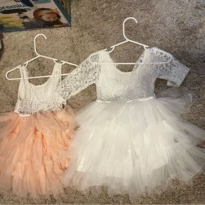 2Bunnies Girl Peony Lace Back A-Line Tiered Tutu Tulle Party Flower Girl Dress